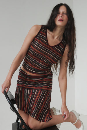 Giorgia Stripe Top - Maroon