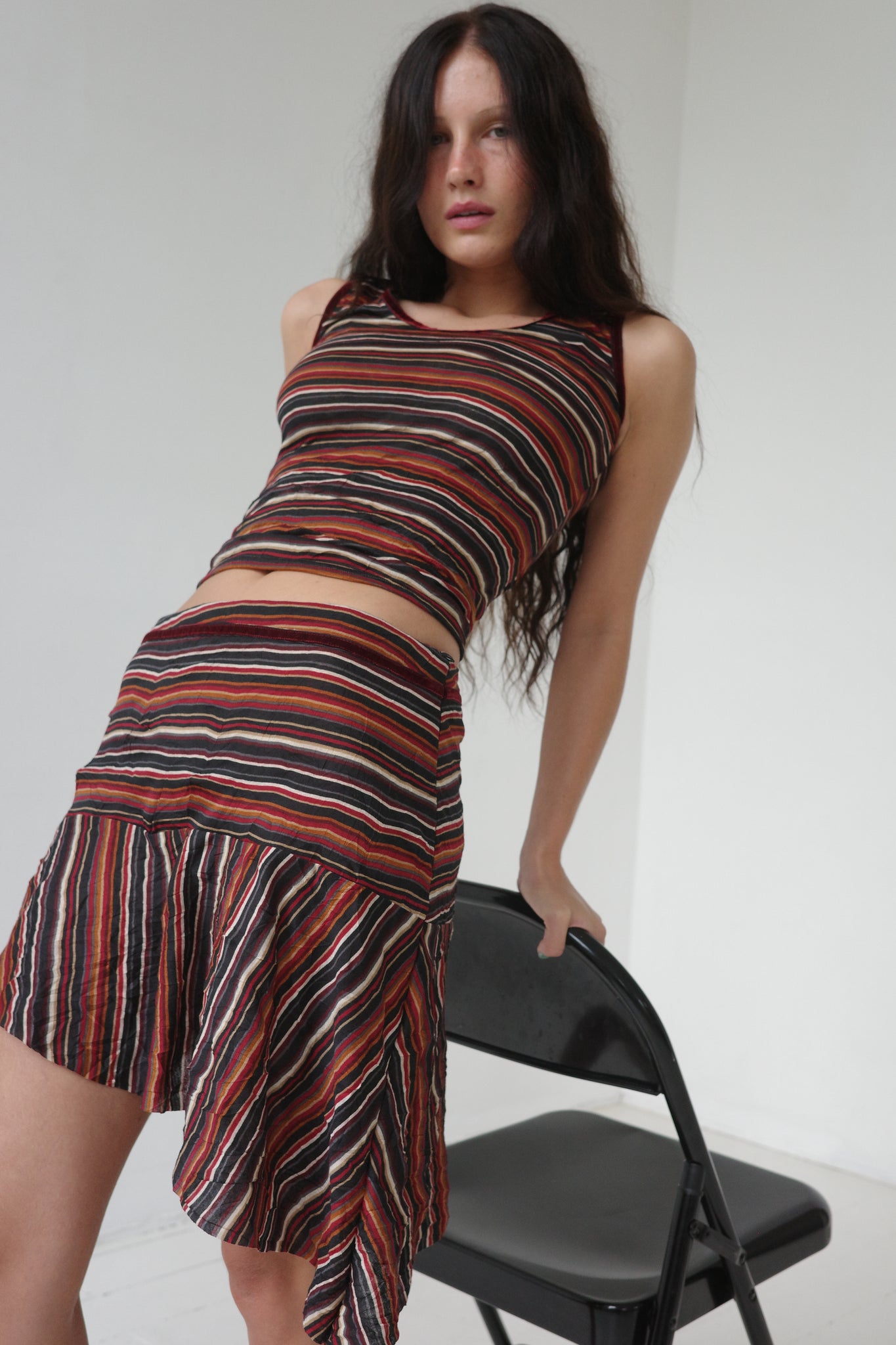 Giorgia Stripe Skirt - Maroon