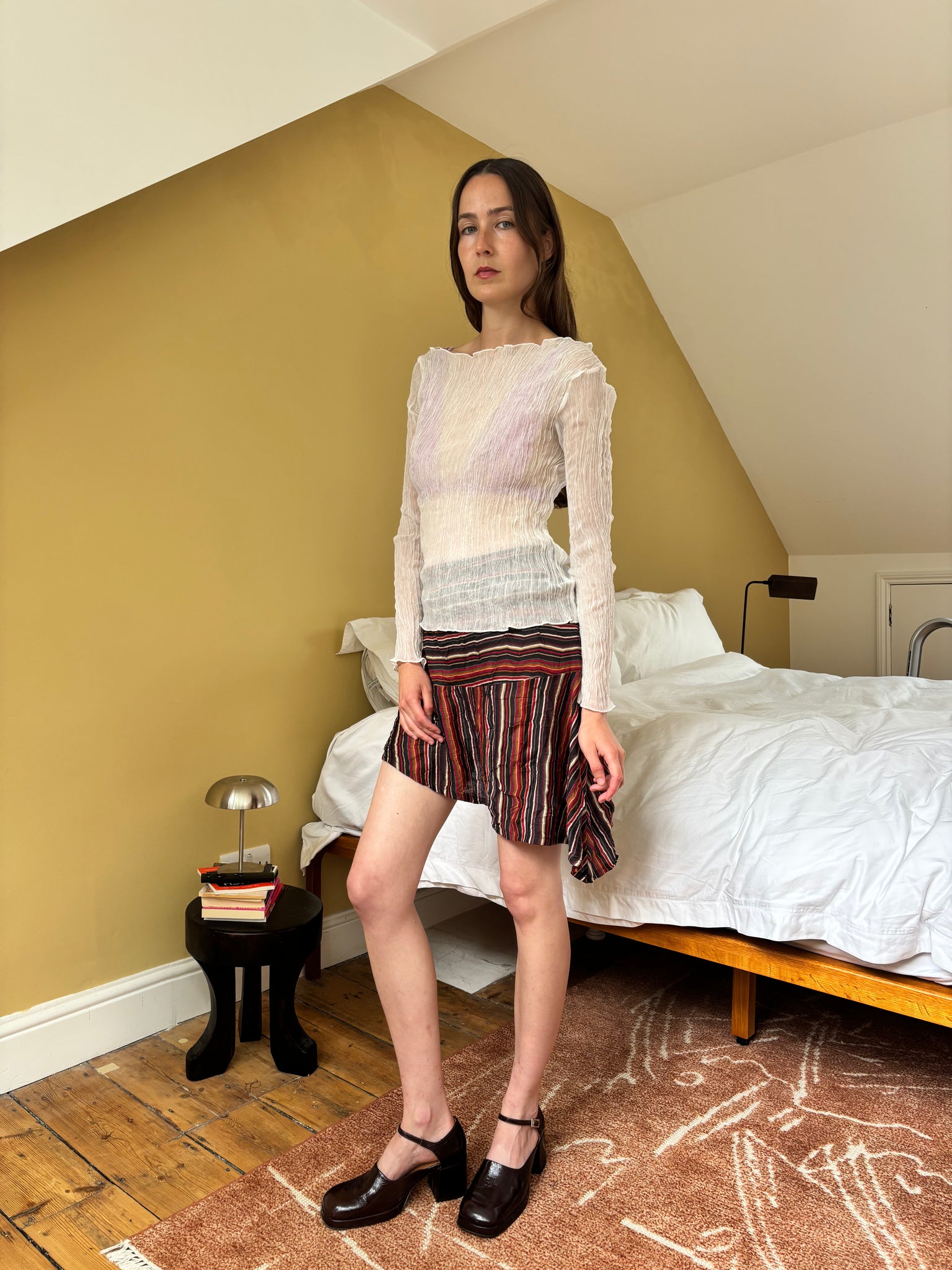 Giorgia Stripe Skirt - Maroon